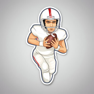 recommend clip art: American Football Player with Ball in field,Cartoon quarterback picture,vector illustration cartoon.