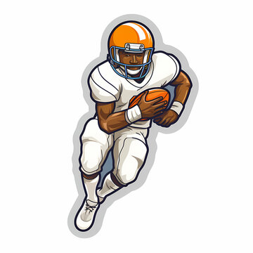 recommend clip art: American Football Player with Ball in field,Cartoon quarterback picture,vector illustration cartoon.