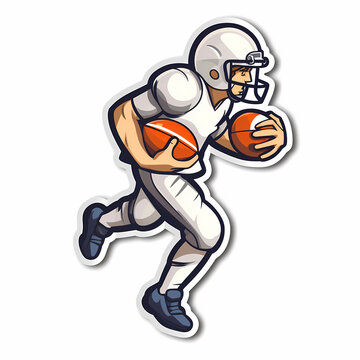 recommend clip art: American Football Player with Ball in field,Cartoon quarterback picture,vector illustration cartoon.