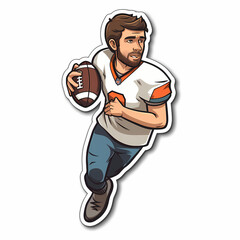 American Football Player with Ball in field,Cartoon quarterback picture,vector illustration cartoon.