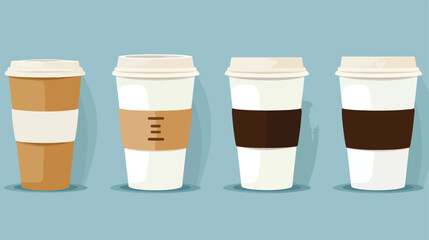 Flat paper coffee cup Four . Large and small sizes. 