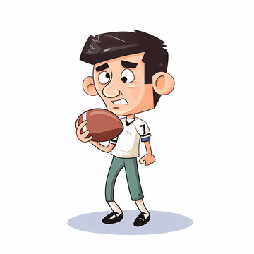 worried football player holding ball clip art preview