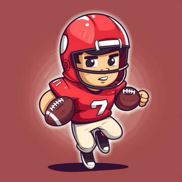 red football player running with two balls clip art preview