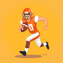 American Football Player with Ball in field,Cartoon quarterback picture,vector illustration cartoon.