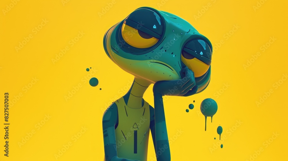 Poster a cartoon rendering of a cartoon character representing sickness