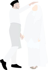 illustration of a couple in white
