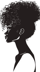 Silhouette of Confident African Woman with Curly Hair, Empowering Female Portrait for Women's Day