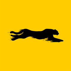 silhouette of a cheetah running at high speed vector illustration