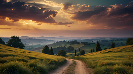 Obraz premium Landscape Background With Romantic Theme