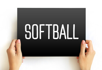 Softball text quote on card, sport concept background