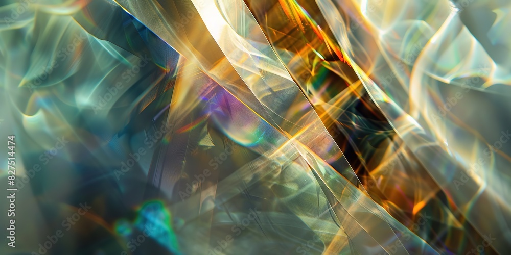 Poster vivid abstract shapes with a dynamic flow of colors and reflections.