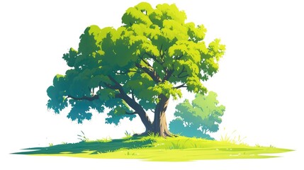 Cartoon tree standing alone on a white background