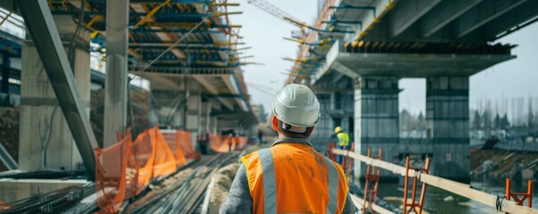 Examining the Structural Integrity - Structural Engineer Inspecting Bridge Construction for Design Compliance