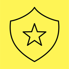 medal icon simple, line vector isolated on yellow background. trendy and modern design