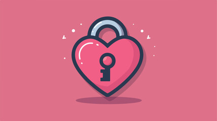 Heart shaped padlock with key in keyhole icon love 