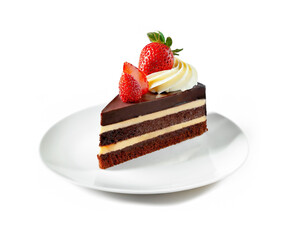 苺とチョコレートとバタークリームのケーキ　白背景の切り抜き