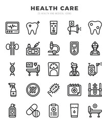 HEALTH CARE web icons in Lineal style.