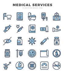 Set of Two Color MEDICAL SERVICES Icons. Two Color art icon. Vector illustration
