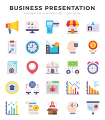 Vector Business Presentation types icon set in Flat style. vector illustration.