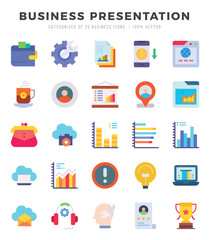 Business Presentation. Flat icons Pack. vector illustration.