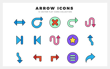 15 Arrow Lineal Color icon pack. vector illustration.