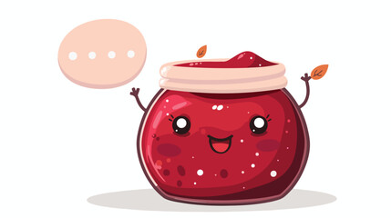 Kawaii jar of jam with a big speech bubble. Cartoon 