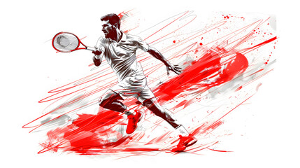 Painting Dynamic Tennis Action Abstract Artistic Illustration of a Tennis Player in Motion Capturing the Energy and Movement of the Sport Wallpaper Digital Art Poster Brainstorming Background