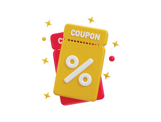 coupon with percent symbol 3d render concept of discount coupon icon vector illustration