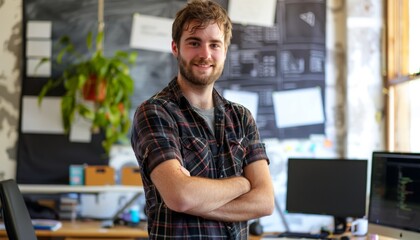 Fototapeta premium Innovating the Future: Software Engineer in a Tech Startup Crafting Cutting-Edge Solutions