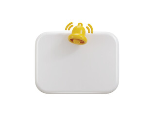 Empty reminder with pop up notification bell icon 3d rendering vector illustration