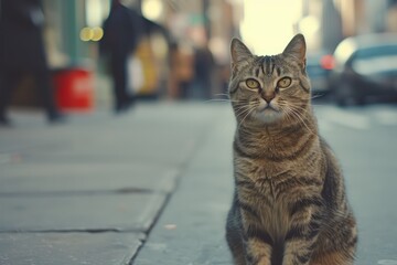 Naklejka premium Adopted Cat Observing City Life