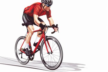 Obraz premium Racing cyclist in action set. Fast road biker from side, front, back and three quarter view. Editable vector illustration.