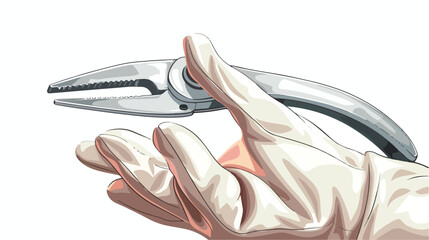 Male hand in a white glove holds an adjustable pliers