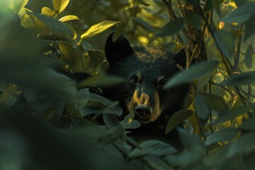 Nature's Playtime: Black Bear Cub's Curious Peek