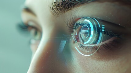 A smart contact lens overlaying augmented reality information onto the user's vision, generative AI