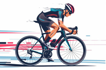 Racing cyclist in action set. Fast road biker from side, front, back and three quarter view. Sports Banner Design. Editable vector illustration.