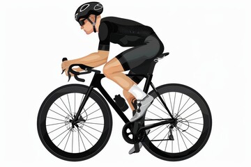 Obraz premium Racing cyclist in action set. Fast road biker from side, front, back and three quarter view. Sports Banner Design. Editable vector illustration.