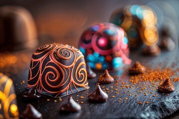 decorated chocolate bonbon