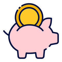 Piggy Bank filled line icon
