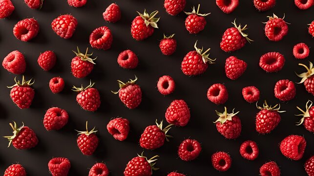 raspberry pattern on a black background