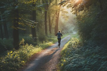 Obraz premium Stride by Stride: Jogging Along Nature's Canvas