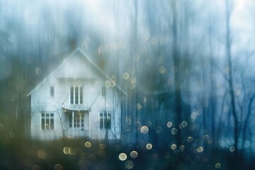 Ethereal Retreat: Dreamy White House Among Whispering Trees