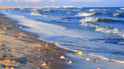 Mesmerizing Coastal Landscape with Crashing Waves at Sunset