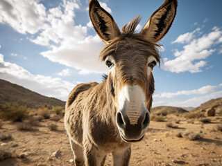 Captured in its natural habitat, a donkey's majestic presence captivates the viewer