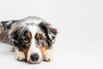 Beautiful Australian Shepherd Sitting Gracefully in Studio Setting