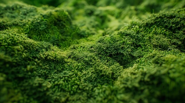Lush Green Moss Surface Detail for Nature Themes, Eco-Friendly Designs, and Natural Backgrounds