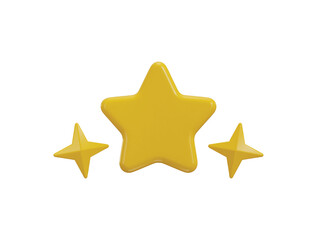 Three shine stars icon 3d rendering vector illustration