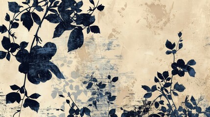 Naklejka premium Textile design featuring elegant flower patterns in silhouette