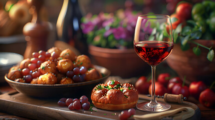 Wine Pairing with Comfort Food: High Resolution Image of Delectable Pairings Against Glossy Backdrop, Showcasing Warmth and Heartiness of Comfort Dishes