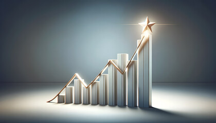 concept of "business growth and success." It features a rising line graph with upward-trending bars, symbolizing business growth.